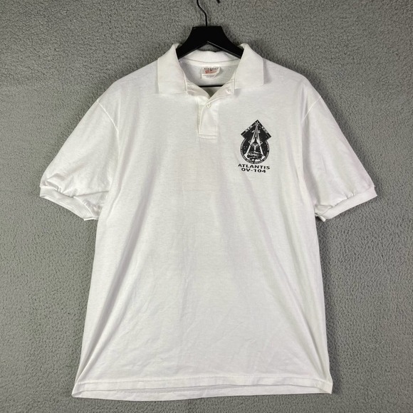 NASA STS-129 Atlantis Space Shuttle Shirt Collared Mens Size Large Graphic White - Picture 4 of 9